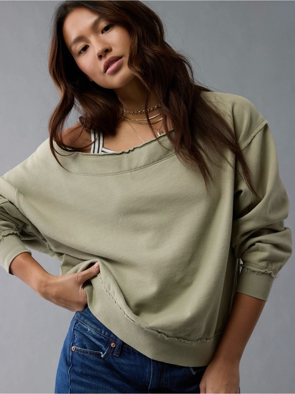 46. BNWT AE off the shoulder slouchy sweatshirt